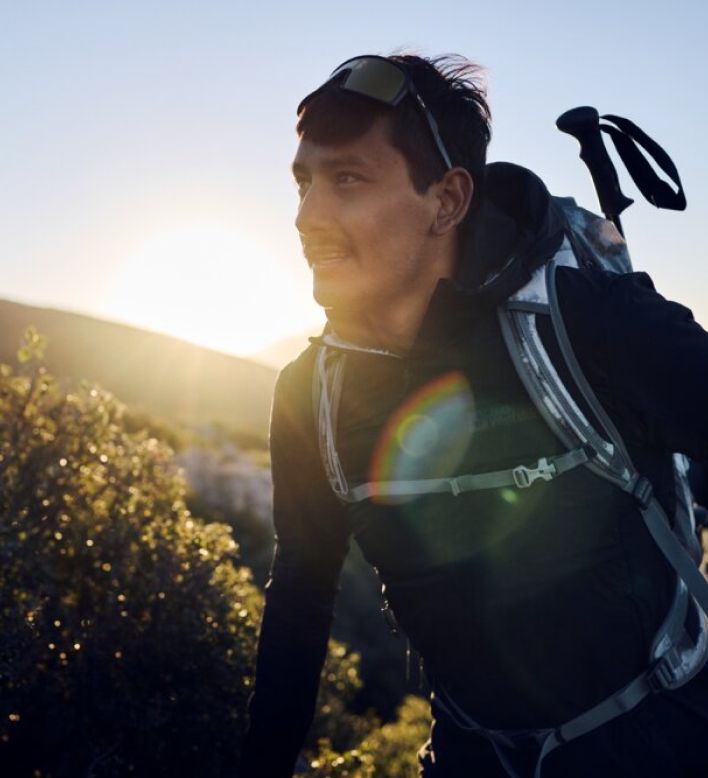 A man hiking